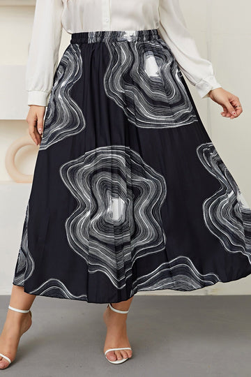 Woochic jupe grande taille enveloppante imprimé plissée noir XL
